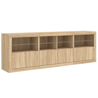 Credenza con Luci LED Rovere Sonoma 202x37x67 cm - homemem39