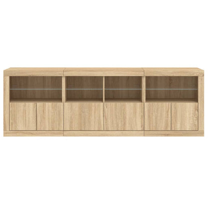 Credenza con Luci LED Rovere Sonoma 202x37x67 cm