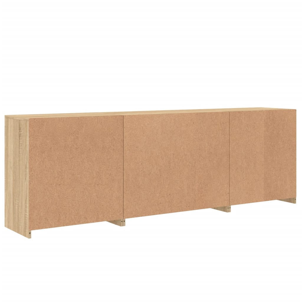 Credenza con Luci LED Rovere Sonoma 202x37x67 cm