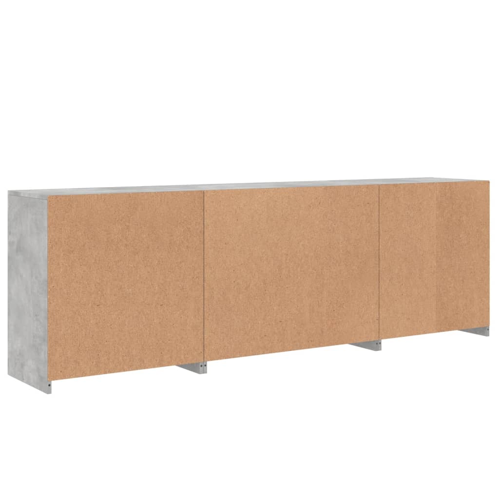 Credenza con Luci LED Grigio Cemento 202x37x67 cm