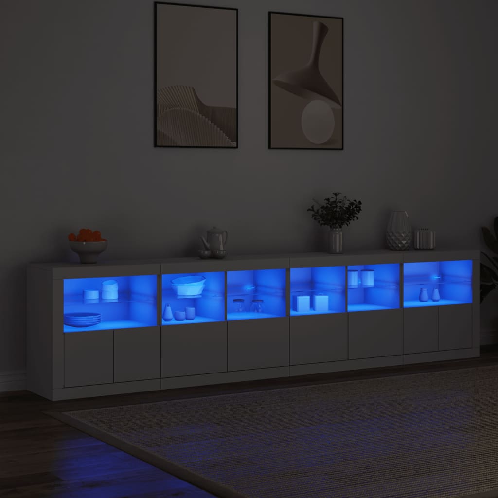 Sideboard mit weißen LED-Leuchten 283x37x67 cm