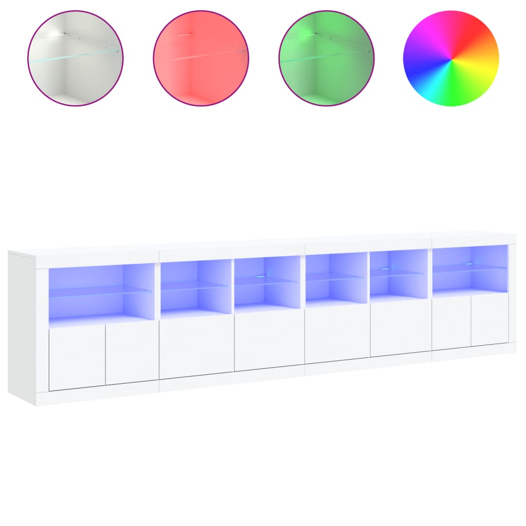 Credenza con Luci LED Bianca 283x37x67 cm - homemem39