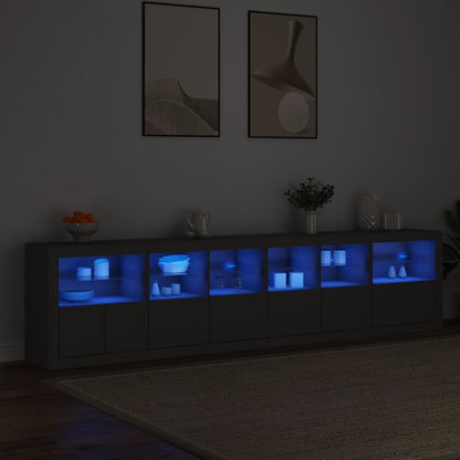 Credenza con Luci LED Nera 283x37x67 cm