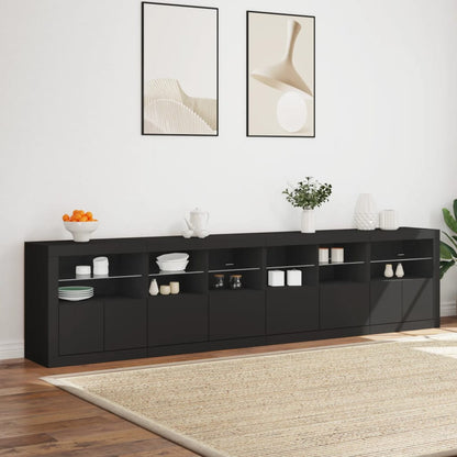 Credenza con Luci LED Nera 283x37x67 cm