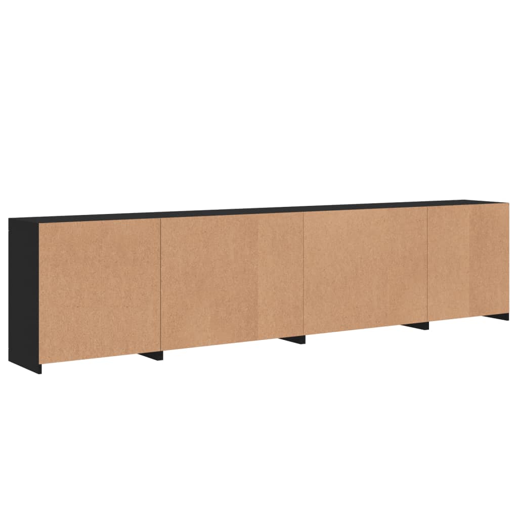 Credenza con Luci LED Nera 283x37x67 cm