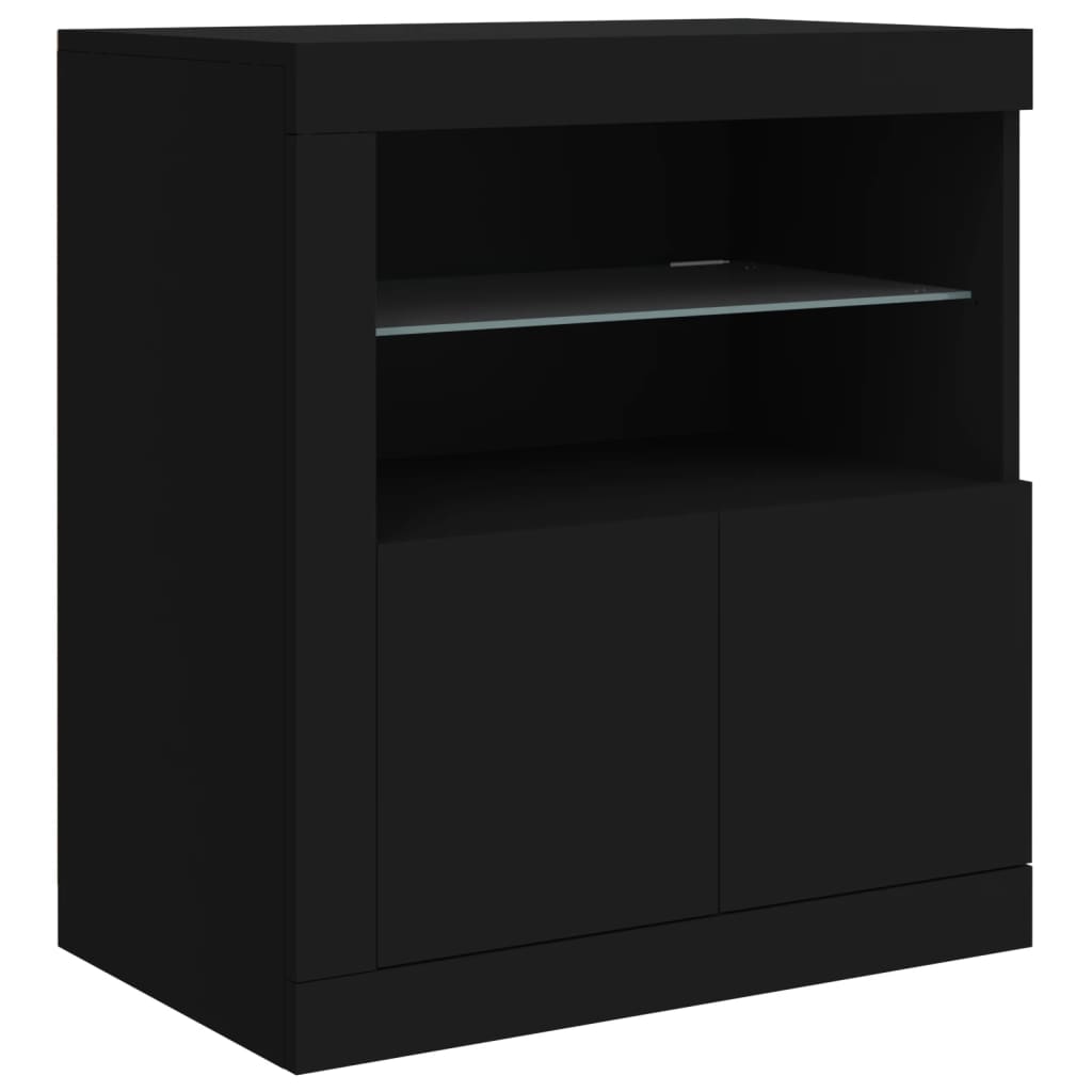 Credenza con Luci LED Nera 283x37x67 cm