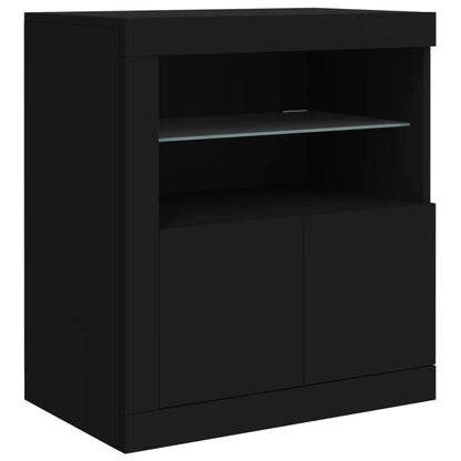 Credenza con Luci LED Nera 283x37x67 cm