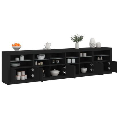 Credenza con Luci LED Nera 283x37x67 cm