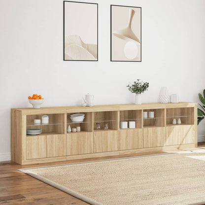 Credenza con Luci LED Rovere Sonoma 283x37x67 cm