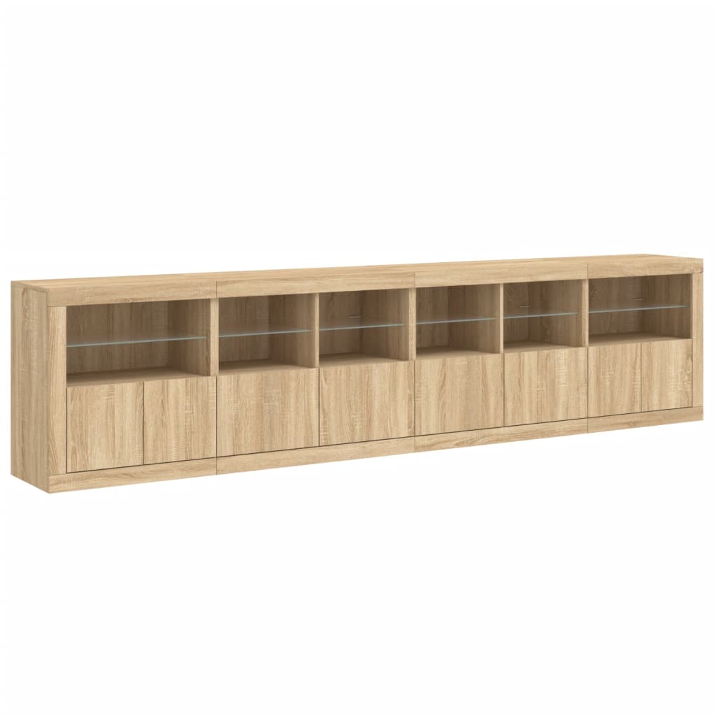 Credenza con Luci LED Rovere Sonoma 283x37x67 cm