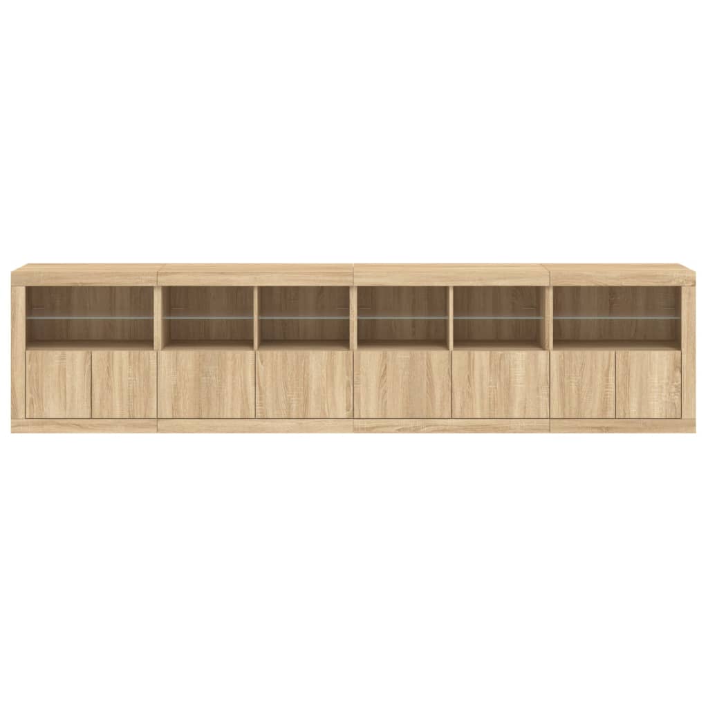 Credenza con Luci LED Rovere Sonoma 283x37x67 cm - homemem39