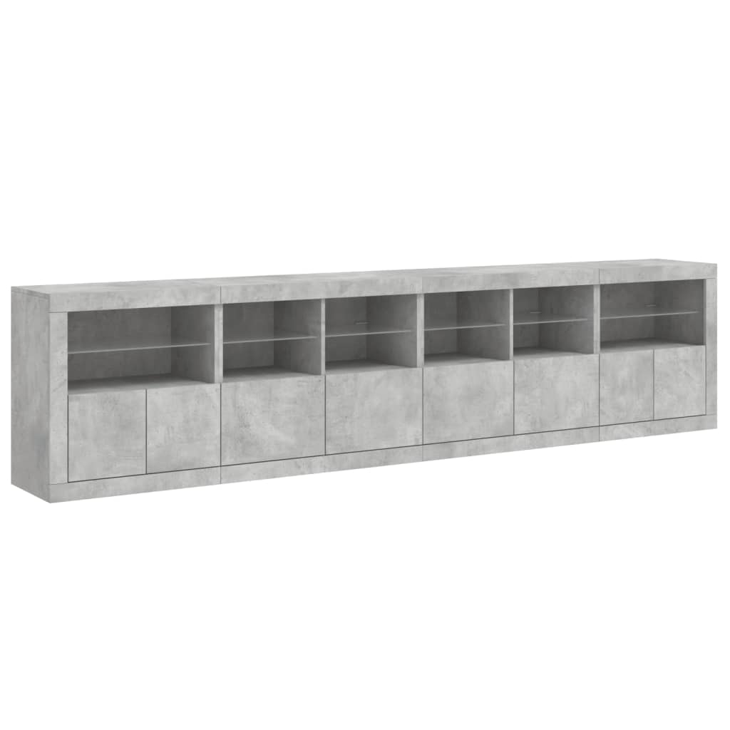 Credenza con Luci LED Grigio Cemento 283x37x67 cm - homemem39