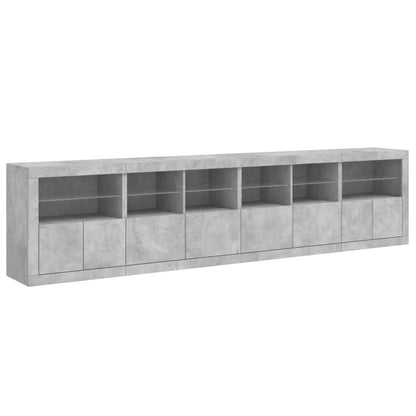 Credenza con Luci LED Grigio Cemento 283x37x67 cm - homemem39
