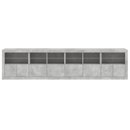 Credenza con Luci LED Grigio Cemento 283x37x67 cm