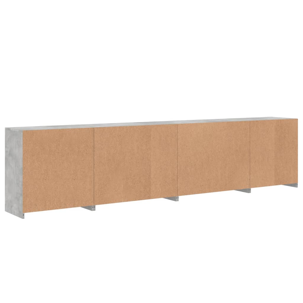 Credenza con Luci LED Grigio Cemento 283x37x67 cm