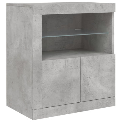 Credenza con Luci LED Grigio Cemento 283x37x67 cm