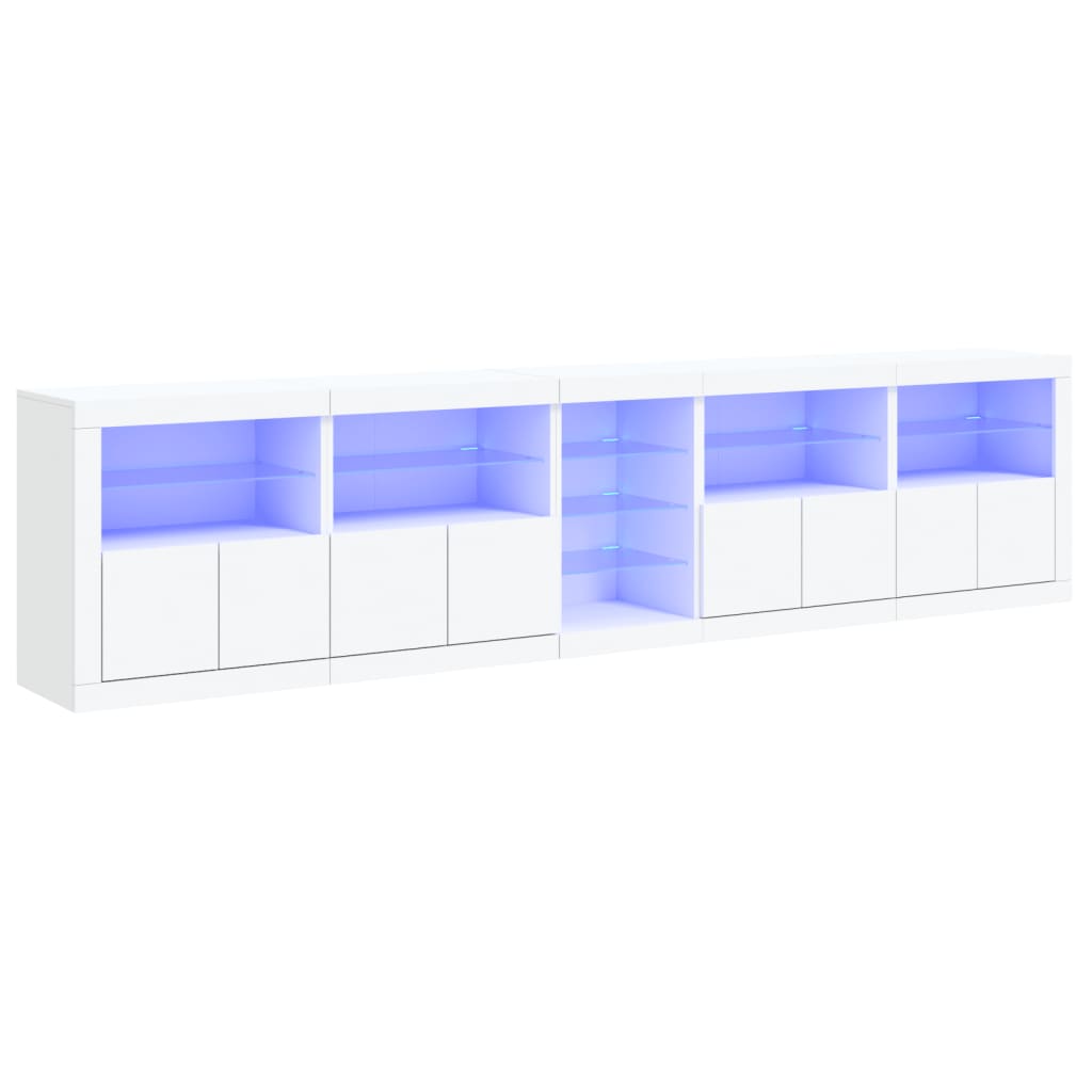 Credenza con Luci LED Bianca 283x37x67 cm