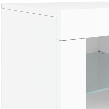 Credenza con Luci LED Bianca 283x37x67 cm