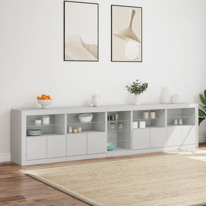 Credenza con Luci LED Bianca 283x37x67 cm