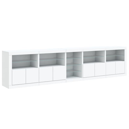 Credenza con Luci LED Bianca 283x37x67 cm