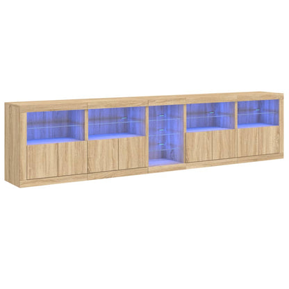 Credenza con Luci LED Rovere Sonoma 283x37x67 cm