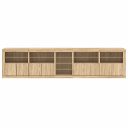 Credenza con Luci LED Rovere Sonoma 283x37x67 cm