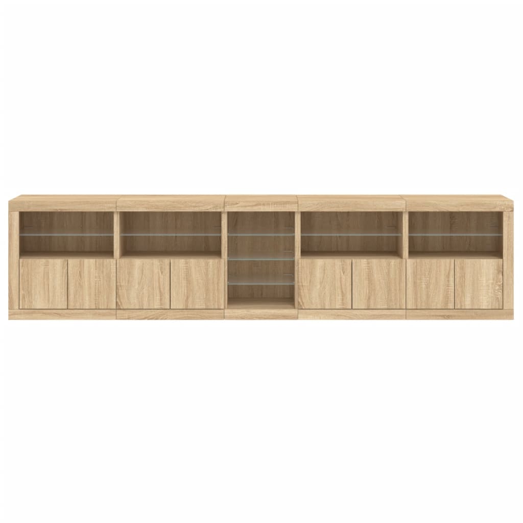 Credenza con Luci LED Rovere Sonoma 283x37x67 cm - homemem39