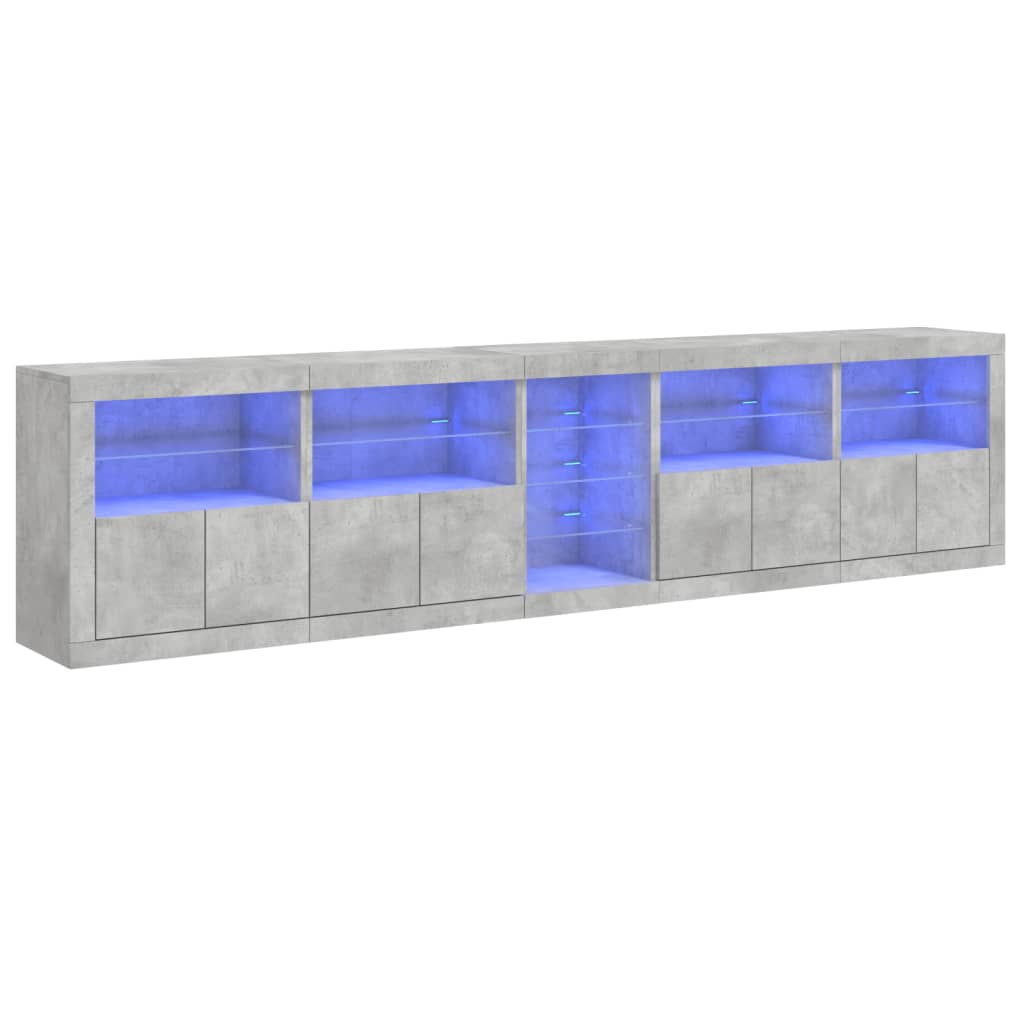 Credenza con Luci LED Grigio Cemento 283x37x67 cm - homemem39