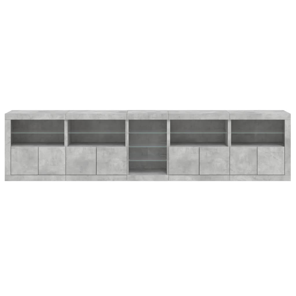 Credenza con Luci LED Grigio Cemento 283x37x67 cm - homemem39