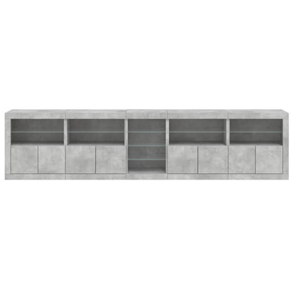 Credenza con Luci LED Grigio Cemento 283x37x67 cm - homemem39