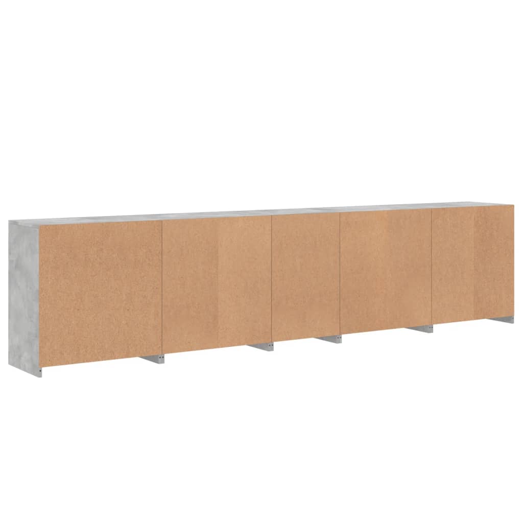 Credenza con Luci LED Grigio Cemento 283x37x67 cm - homemem39