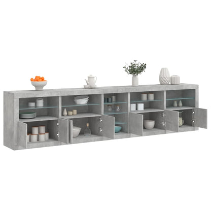 Credenza con Luci LED Grigio Cemento 283x37x67 cm - homemem39