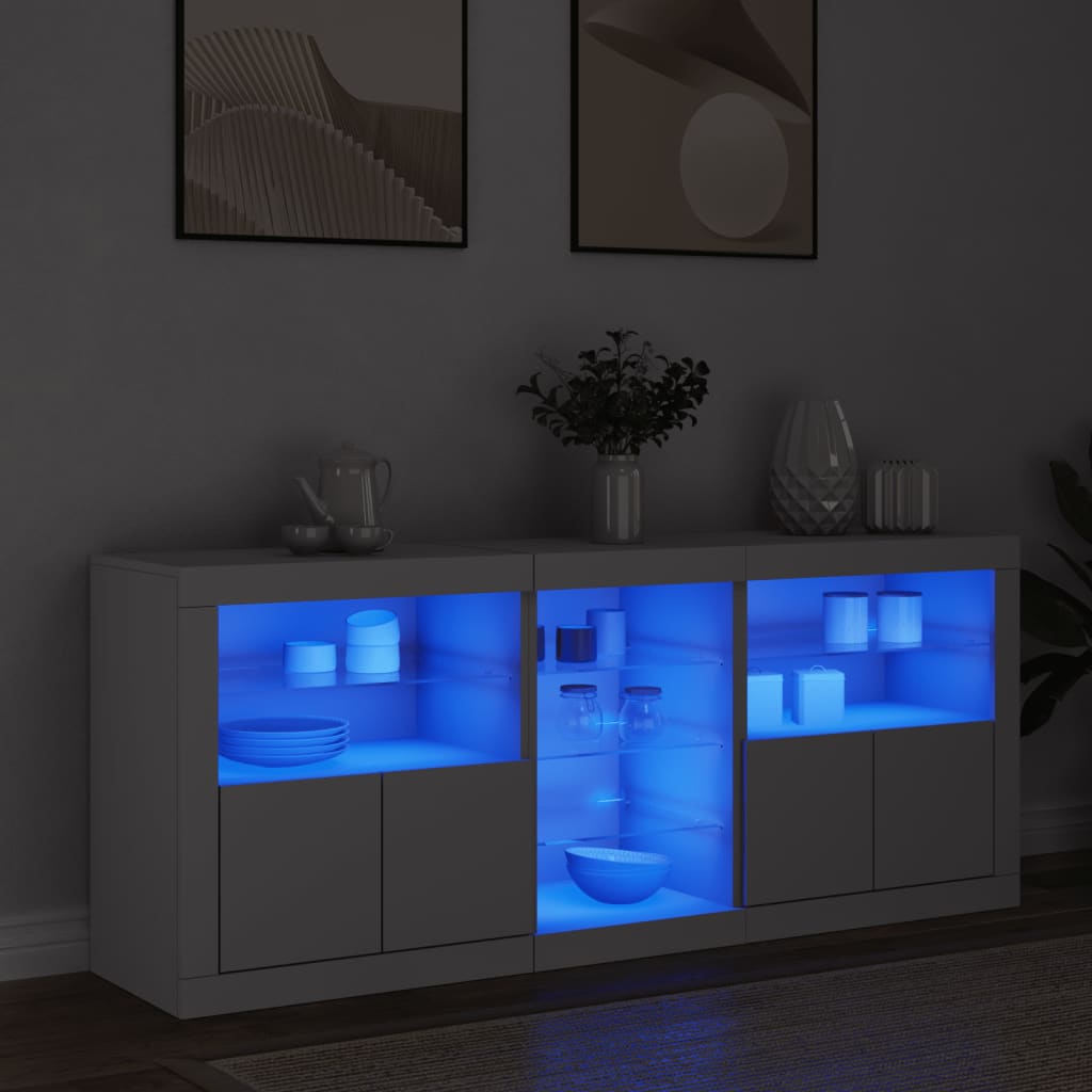 Sideboard mit weißen LED-Leuchten 162x37x67 cm