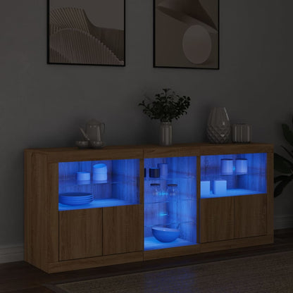 Credenza con Luci LED Rovere Sonoma 162x37x67 cm - homemem39