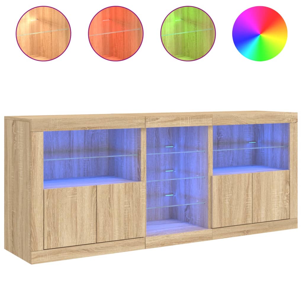 Credenza con Luci LED Rovere Sonoma 162x37x67 cm - homemem39