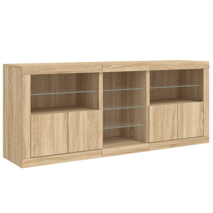 Credenza con Luci LED Rovere Sonoma 162x37x67 cm