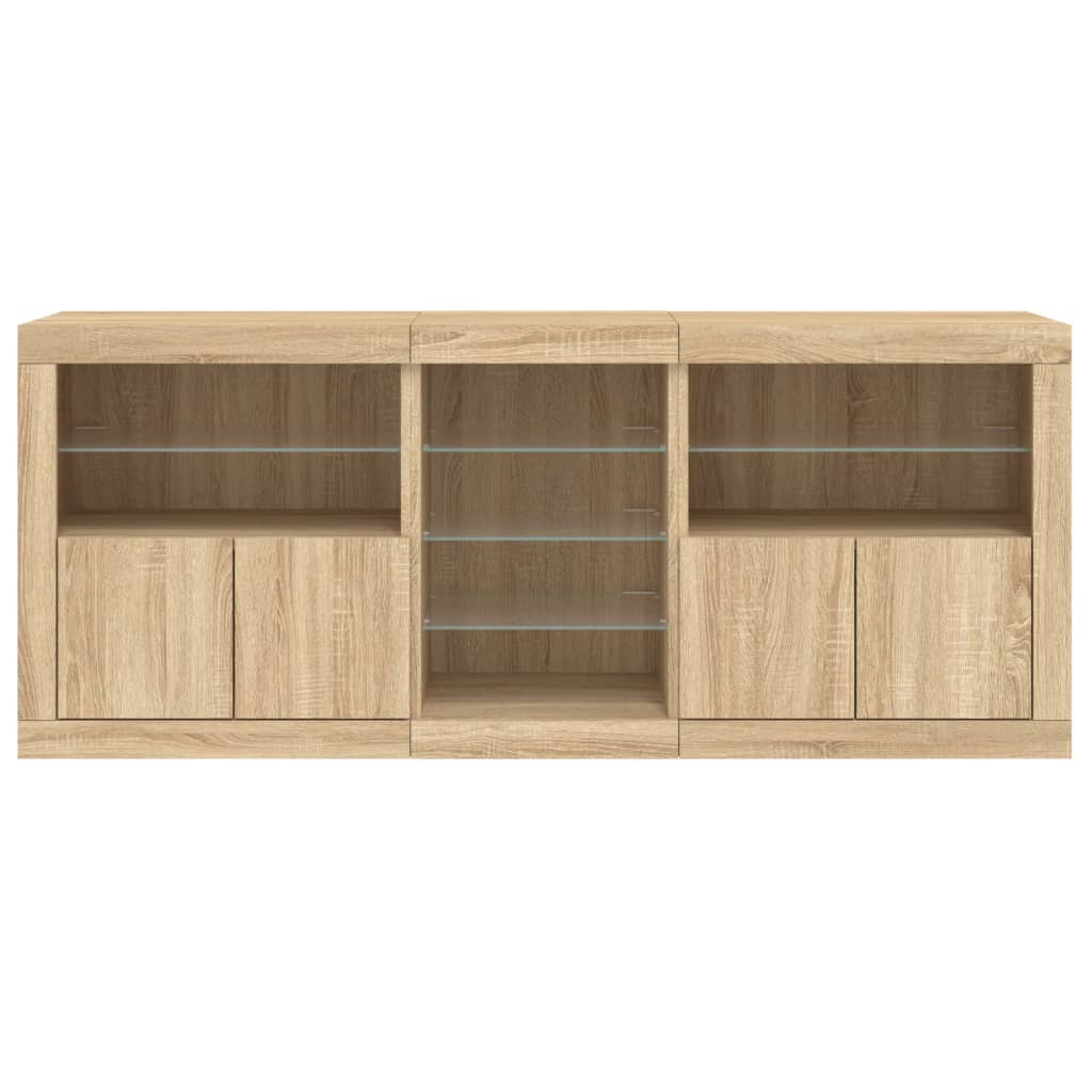 Credenza con Luci LED Rovere Sonoma 162x37x67 cm