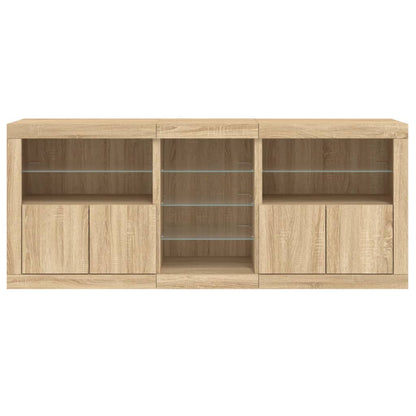 Credenza con Luci LED Rovere Sonoma 162x37x67 cm