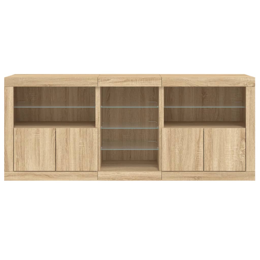 Credenza con Luci LED Rovere Sonoma 162x37x67 cm - homemem39
