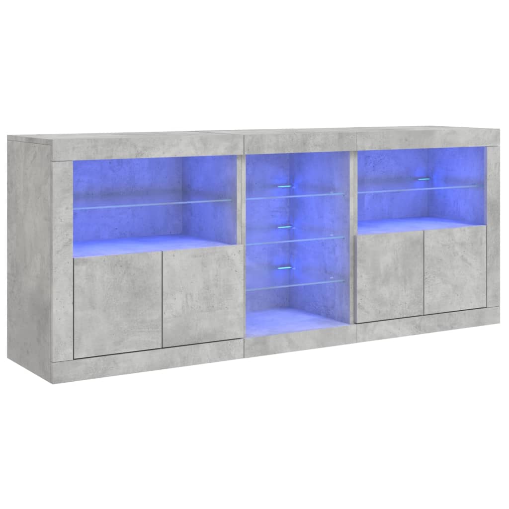 Credenza con Luci LED Grigio Cemento 162x37x67 cm - homemem39