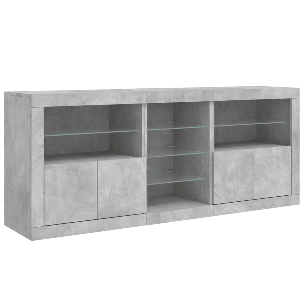 Credenza con Luci LED Grigio Cemento 162x37x67 cm - homemem39