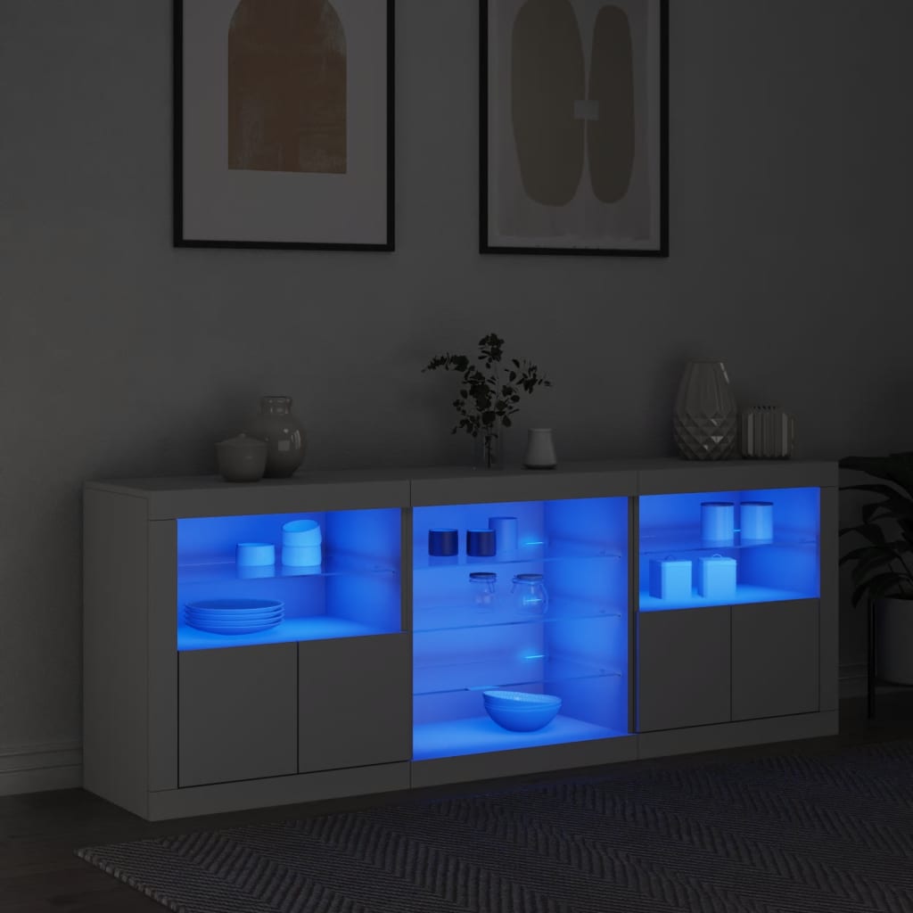 Sideboard mit weißen LED-Leuchten 181,5 x 37 x 67 cm