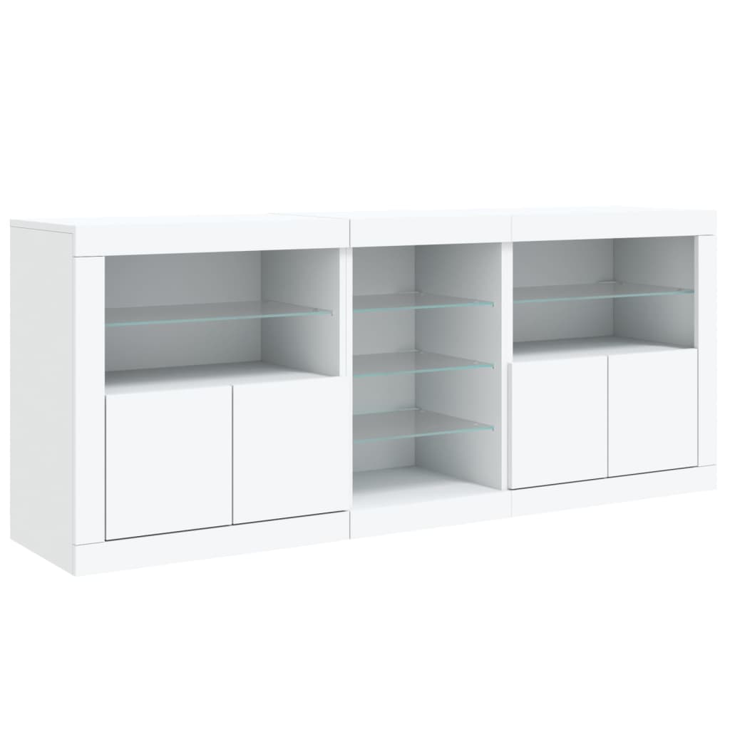 Credenza con Luci LED Bianca 181,5x37x67 cm - homemem39