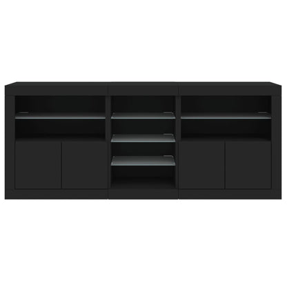 Credenza con Luci LED Nera 181,5x37x67 cm