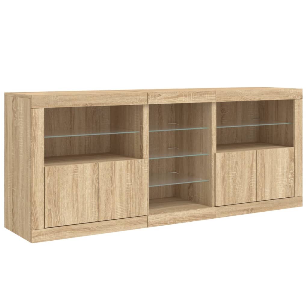 Credenza con Luci LED Rovere Sonoma 181,5x37x67 cm - homemem39