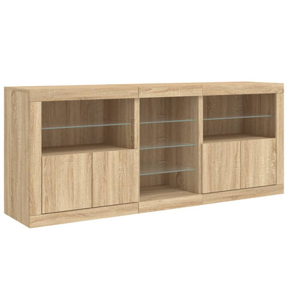 Credenza con Luci LED Rovere Sonoma 181,5x37x67 cm - homemem39
