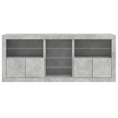 Credenza con Luci LED Grigio Cemento 181,5x37x67 cm