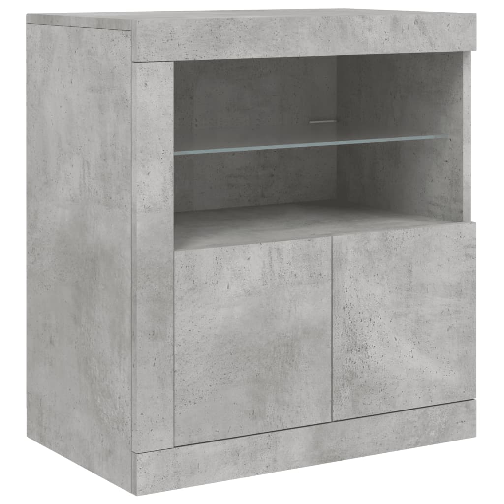 Credenza con Luci LED Grigio Cemento 181,5x37x67 cm