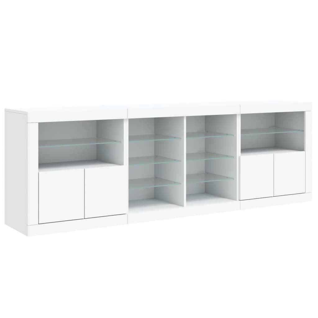 Credenza con Luci LED Bianca 202x37x67 cm