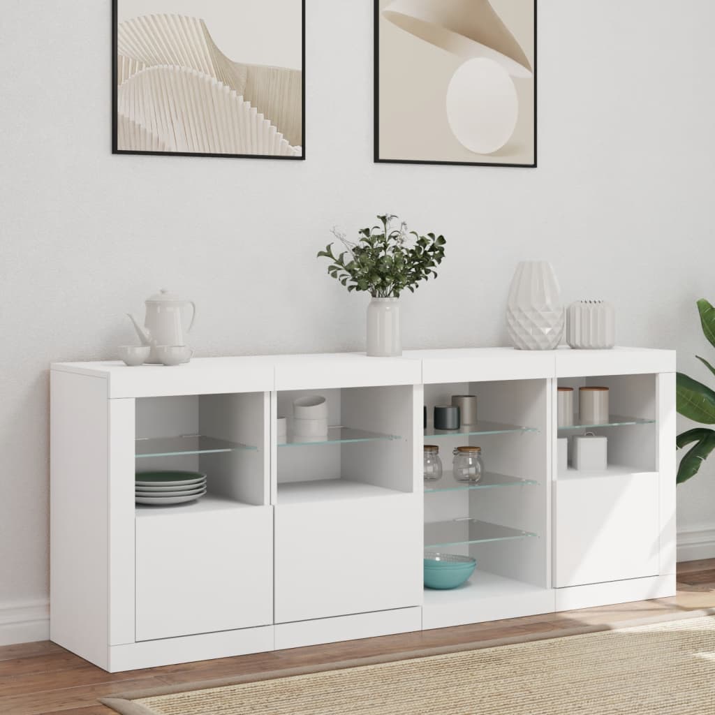 Credenza con Luci LED Bianca 164x37x67 cm - homemem39